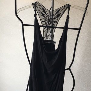 Black embroidered tank top